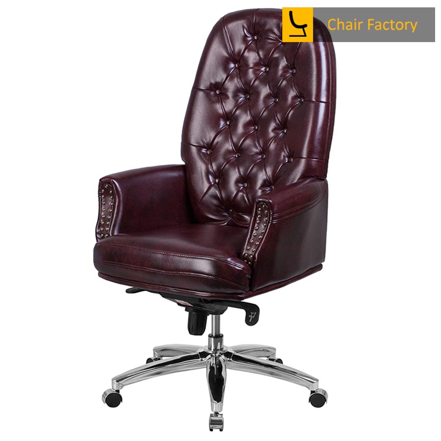 Supremos Burgundy High Back 100% Genuine Leather Chair